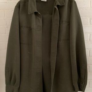 Army Green Oversized Military-Style Jacket